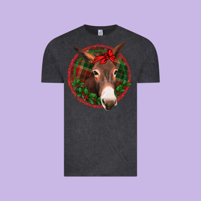 Christmas Donkey With Bandana Vintage Tee Designed By Jasminsmagicworld