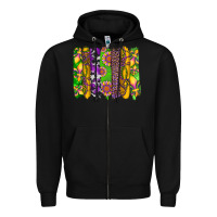 Black mardi gras sunflower fleur de lis leopard cowhide brushstrokes Zipper Hoodie - Artiststas