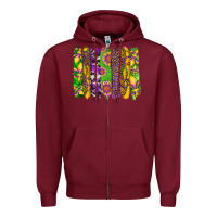 Burgundy mardi gras sunflower fleur de lis leopard cowhide brushstrokes Zipper Hoodie - Artiststas