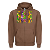 Chestnut mardi gras sunflower fleur de lis leopard cowhide brushstrokes Zipper Hoodie - Artiststas