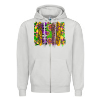 Dove Grey mardi gras sunflower fleur de lis leopard cowhide brushstrokes Zipper Hoodie - Artiststas