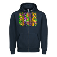 Mardi Gras Sunflower Fleur De Lis Leopard Cowhide Brushstrokes Zipper Hoodie | Teevron