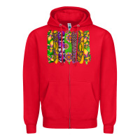 Red mardi gras sunflower fleur de lis leopard cowhide brushstrokes Zipper Hoodie - Artiststas