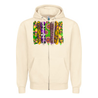 Sandshell mardi gras sunflower fleur de lis leopard cowhide brushstrokes Zipper Hoodie - Artiststas
