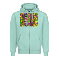 Seafoam mardi gras sunflower fleur de lis leopard cowhide brushstrokes Zipper Hoodie - Artiststas