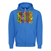 True Royal mardi gras sunflower fleur de lis leopard cowhide brushstrokes Zipper Hoodie - Artiststas