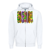 White mardi gras sunflower fleur de lis leopard cowhide brushstrokes Zipper Hoodie - Artiststas