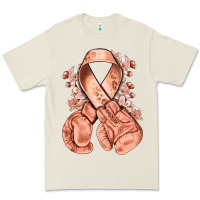 Bone Uterine Cancer peach ribbon with boxing gloves Premium Tee - NancyCooperArtShop