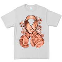 Dove Grey Uterine Cancer peach ribbon with boxing gloves Premium Tee - NancyCooperArtShop