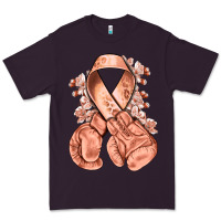 Plum Uterine Cancer peach ribbon with boxing gloves Premium Tee - NancyCooperArtShop