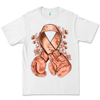 White Uterine Cancer peach ribbon with boxing gloves Premium Tee - NancyCooperArtShop