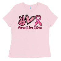 Bubblegum Pink Peace love cure Cancer Awareness Ladies Tee - HowdyJamesFarm