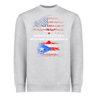 Heather Grey American Raised with Puerto Rican Roots Puerto Rico Heavyweight Sweatshirt - longCreatives