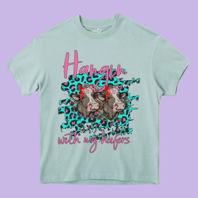 Hangin With My Heifers Heavy Core Tee Designed By Bettercallsaul