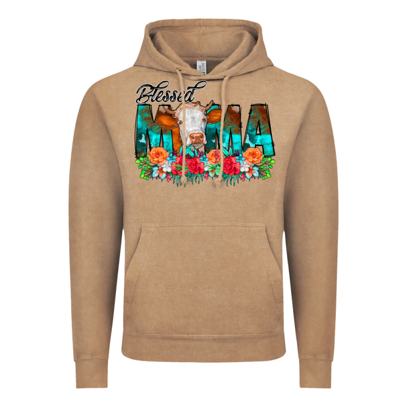 Blessed Mama Flowers Cow Vintage Hoodie by CowCowDesign | Teevron