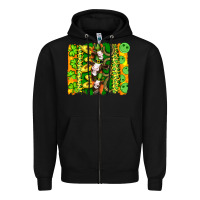 Black st patricks cow and coin wıth clovers and leopard brushstrokes Zipper Hoodie - Artiststas