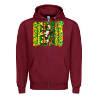 Burgundy st patricks cow and coin wıth clovers and leopard brushstrokes Zipper Hoodie - Artiststas