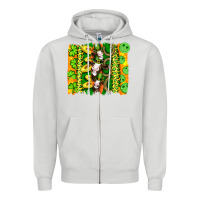 Dove Grey st patricks cow and coin wıth clovers and leopard brushstrokes Zipper Hoodie - Artiststas
