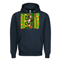 Navy st patricks cow and coin wıth clovers and leopard brushstrokes Zipper Hoodie - Artiststas