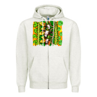 Oatmeal Heather st patricks cow and coin wıth clovers and leopard brushstrokes Zipper Hoodie - Artiststas