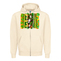Sandshell st patricks cow and coin wıth clovers and leopard brushstrokes Zipper Hoodie - Artiststas
