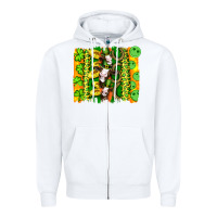 White st patricks cow and coin wıth clovers and leopard brushstrokes Zipper Hoodie - Artiststas