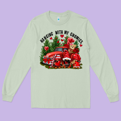 Valentine's Day Hanging With My Gnomies Long Sleeve Tee Designed By Fadigitalartstudio