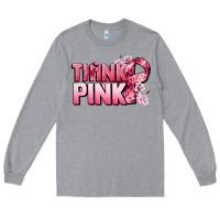 Heather Grey Think pink Cancer Awareness Long Sleeve Tee - FaDigitalArtStudio