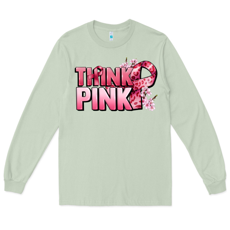 Think Pink Cancer Awareness Long Sleeve Tee by FaDigitalArtStudio | Teevron