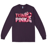 Plum Think pink Cancer Awareness Long Sleeve Tee - FaDigitalArtStudio