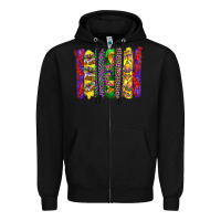 Black mardi gras crawfish cake and mask with leopar and fleur de lis brushst Zipper Hoodie - Artiststas