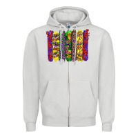 Dove Grey mardi gras crawfish cake and mask with leopar and fleur de lis brushst Zipper Hoodie - Artiststas