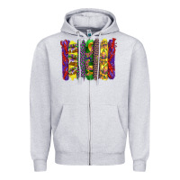 Heather Grey mardi gras crawfish cake and mask with leopar and fleur de lis brushst Zipper Hoodie - Artiststas