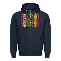 Navy mardi gras crawfish cake and mask with leopar and fleur de lis brushst Zipper Hoodie - Artiststas