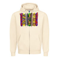 Sandshell mardi gras crawfish cake and mask with leopar and fleur de lis brushst Zipper Hoodie - Artiststas