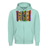 Seafoam mardi gras crawfish cake and mask with leopar and fleur de lis brushst Zipper Hoodie - Artiststas