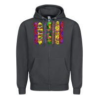 Smoke mardi gras crawfish cake and mask with leopar and fleur de lis brushst Zipper Hoodie - Artiststas