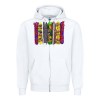 White mardi gras crawfish cake and mask with leopar and fleur de lis brushst Zipper Hoodie - Artiststas