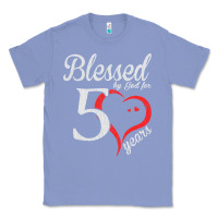 Colony Blue Vintage 50th Birthday Blessed By God For 50 Years Birthday Classic Tee - longCreatives