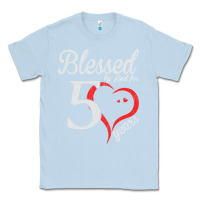 Dusty Blue Vintage 50th Birthday Blessed By God For 50 Years Birthday Classic Tee - longCreatives