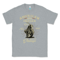 Heather Grey Vintage American Motorcycle Indian for Old Biker Gifts Classic Tee - longCreatives