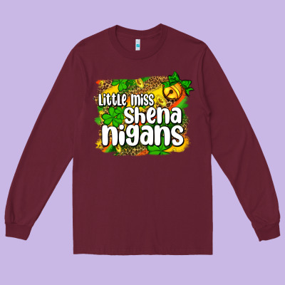 St. Patrick's Little Miss Shenanigans Long Sleeve Tee Designed By Oliviacreatesart