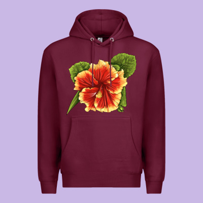 Hawaiian Hibiscus Flower Illustrations Premium Hoodie Designed By Lillyallendesigns