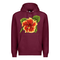 Burgundy Hawaiian Hibiscus Flower Illustrations Premium Hoodie - LillyAllenDesigns