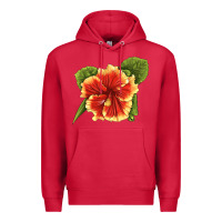 Cardinal Hawaiian Hibiscus Flower Illustrations Premium Hoodie - LillyAllenDesigns