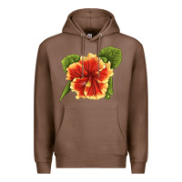 Chestnut Hawaiian Hibiscus Flower Illustrations Premium Hoodie - LillyAllenDesigns