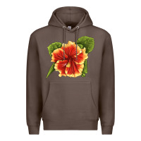 Coffee Hawaiian Hibiscus Flower Illustrations Premium Hoodie - LillyAllenDesigns