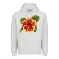Dove Grey Hawaiian Hibiscus Flower Illustrations Premium Hoodie - LillyAllenDesigns