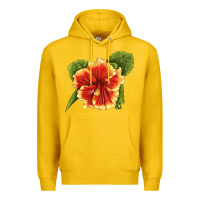 Lemon Hawaiian Hibiscus Flower Illustrations Premium Hoodie - LillyAllenDesigns