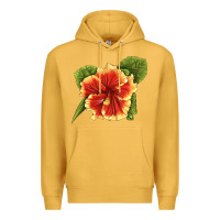 Mustard Hawaiian Hibiscus Flower Illustrations Premium Hoodie - LillyAllenDesigns